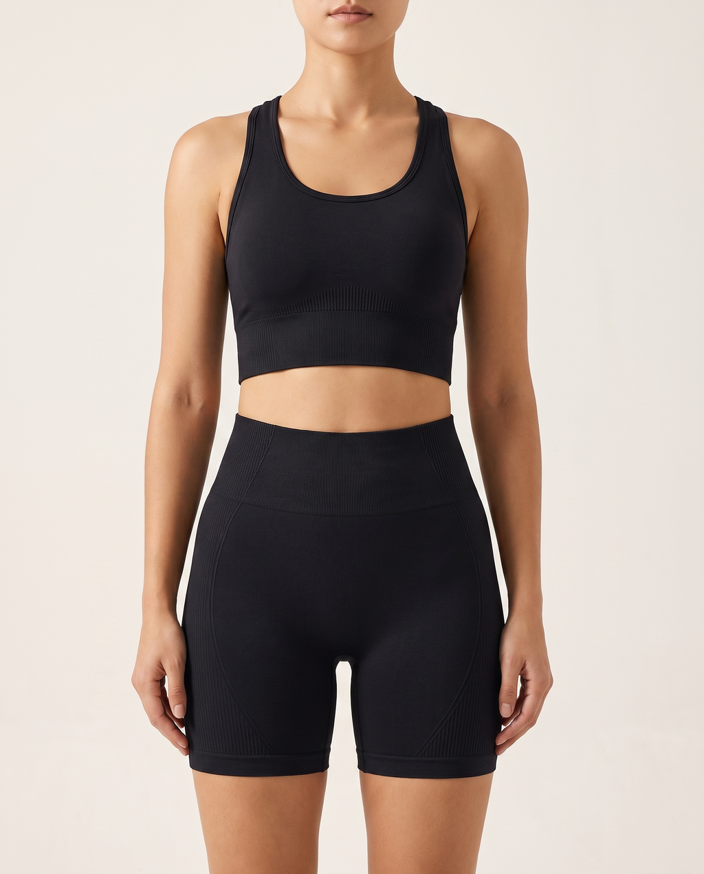 Ensemble seamless AVELY GLOW noir onyx vu de face
