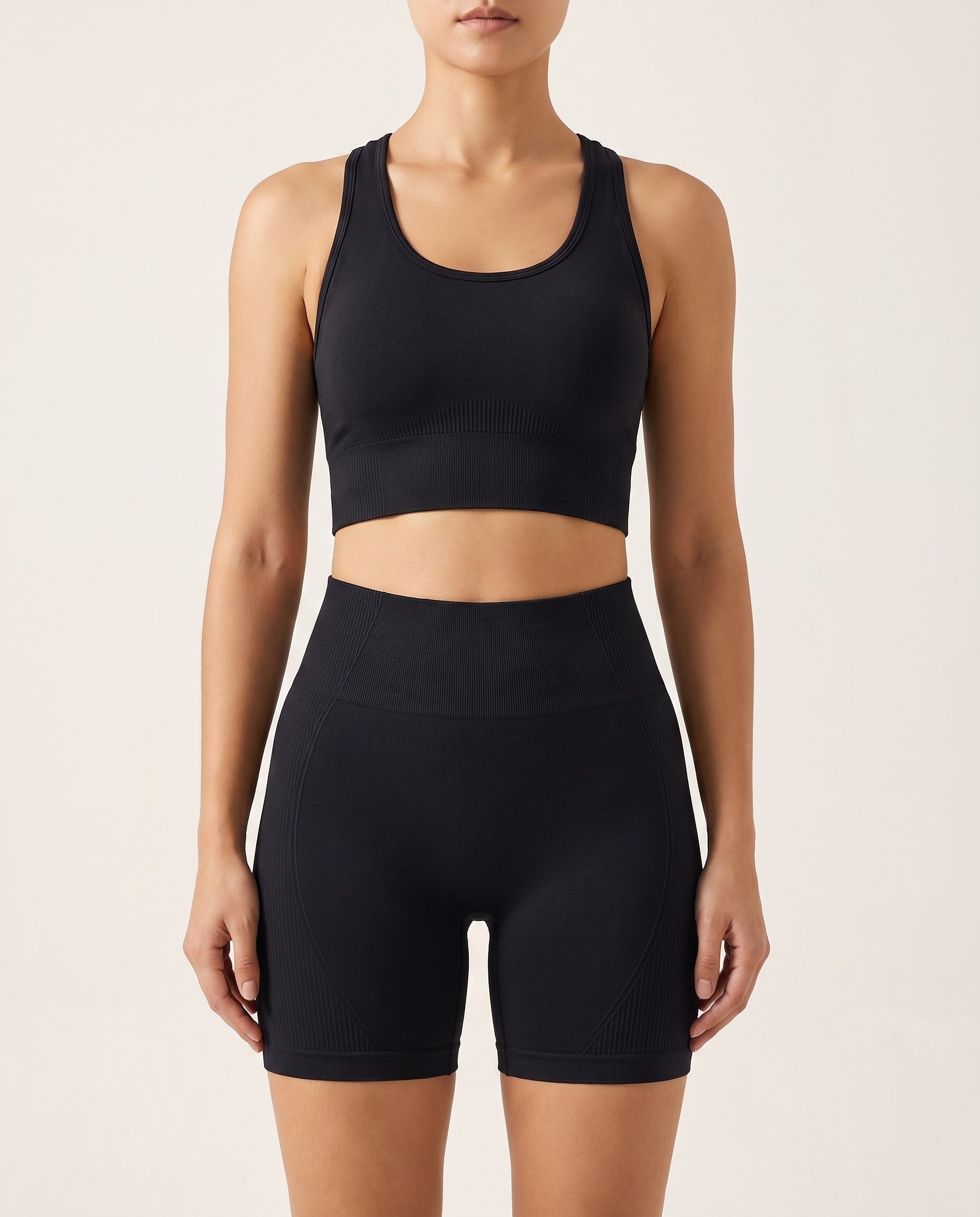 Ensemble seamless AVELY GLOW noir onyx vu de face