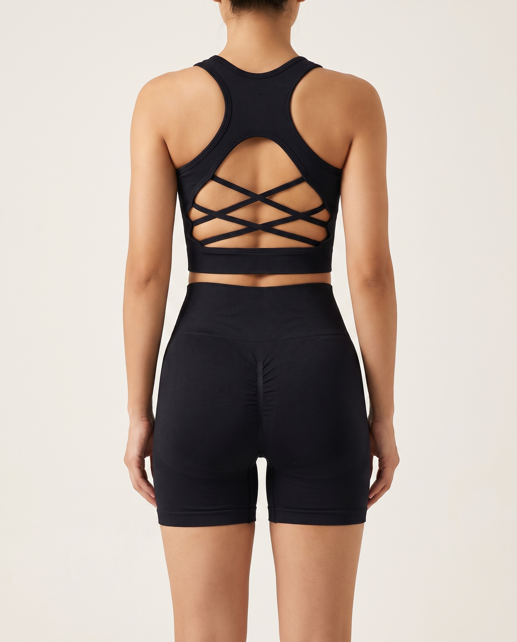 Dos croisé signature de l'ensemble AVELY GLOW noir onyx